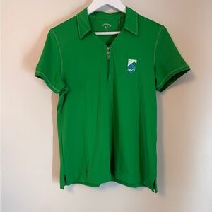 Callaway 1/4 Zip Polo Golf Shirt Fern Green Branded Medium NWT Moisture Wicking